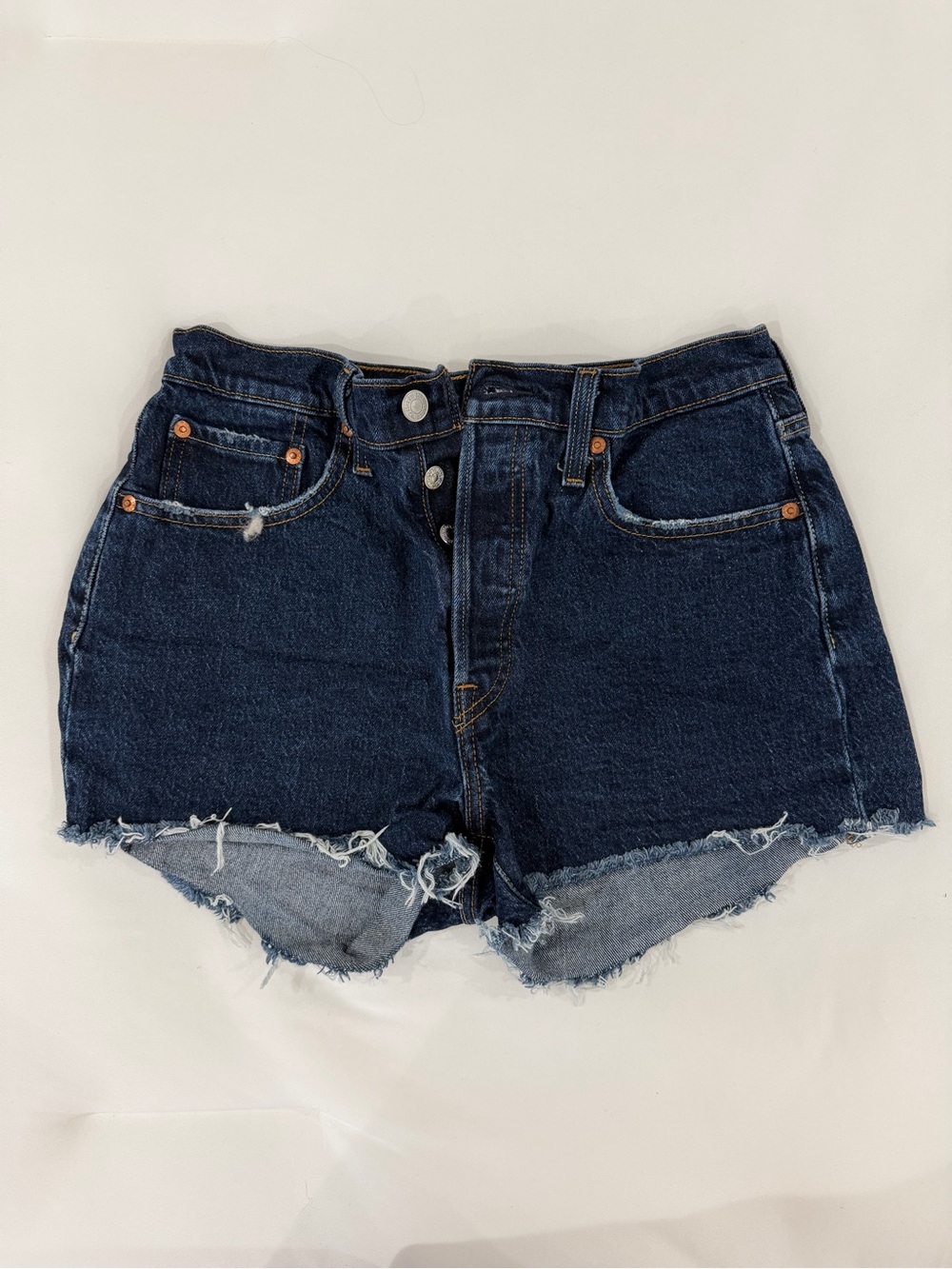 Levi's Dark Blue High-Rise Cutoff Denim Shorts